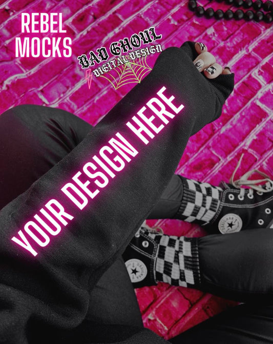 Black Crew Inner Sleeve Model Mock Up Trendz