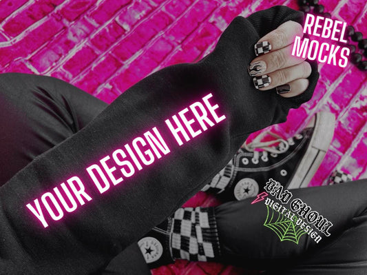 Black Crew Inner Sleeve Model Mock Up Trendz