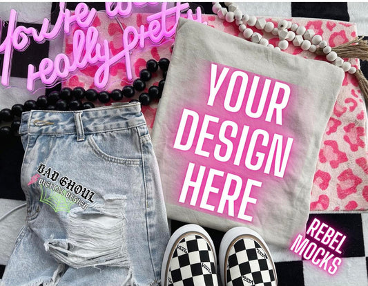 Sand Flat Trendy Vibez Flat Lay Mock up