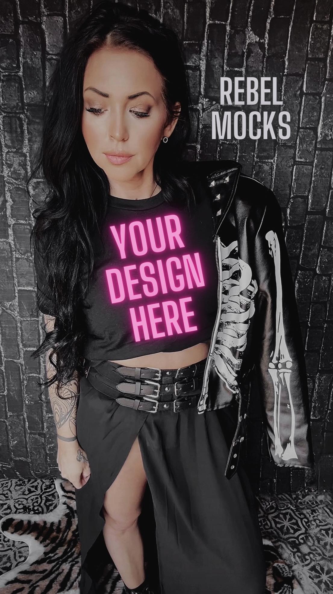 BUNDLE 3 Mocks MODEL MOCK DARK EDGY Black Tee Mock Up