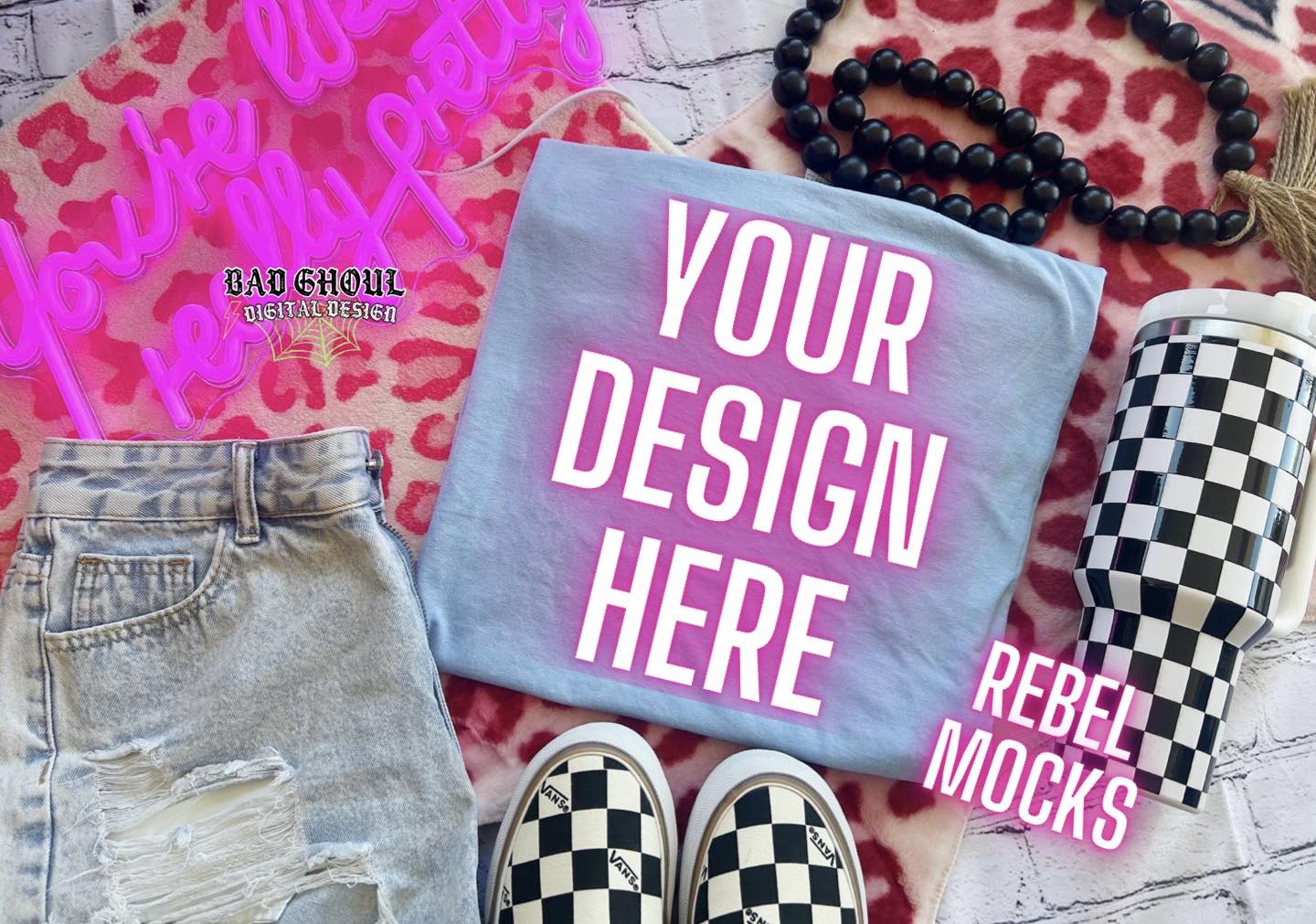Light Blue Gildan Trendy Vibez Flat Lay Mock up