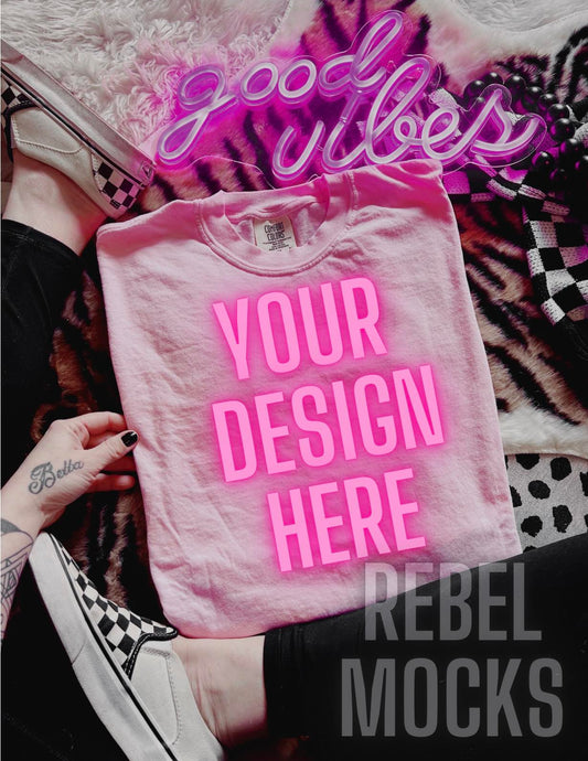 Light Pink  Alternative Edgy Mock Up Flat Lay