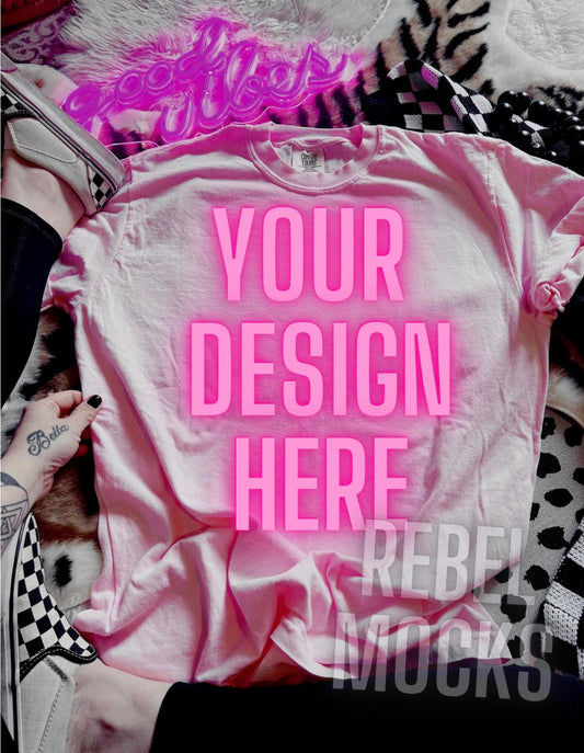 Light Pink  Alternative Edgy Mock Up Flat Lay