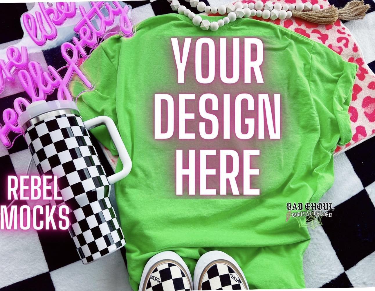 Gildan Lime BACK Trendy Vibez Flat Lay Mock up