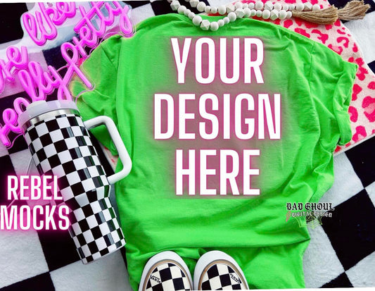 Gildan Lime BACK Trendy Vibez Flat Lay Mock up