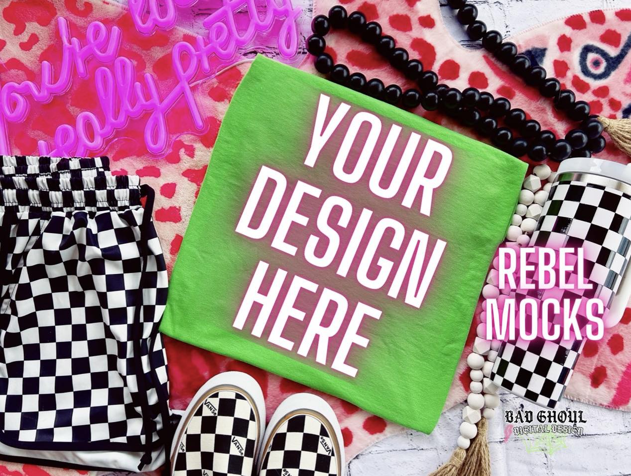 Gildan Lime Trendy Vibez Flat Lay Mock up