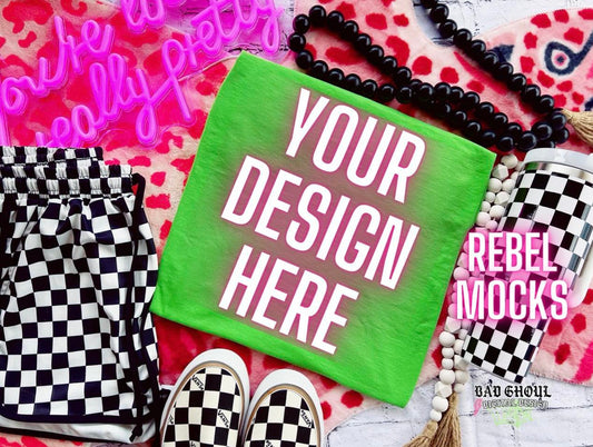 Gildan Lime Trendy Vibez Flat Lay Mock up