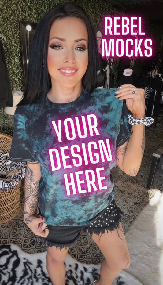 Dyenomite Green and Black Tie Dye IRL model Mock Alternative Edgy Mock Up