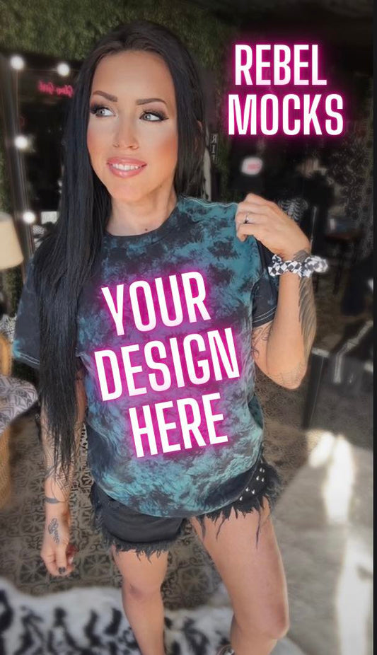 Dyenomite Green and Black Tie Dye IRL model Mock Alternative Edgy Mock Up
