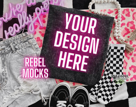 Mineral Wash Trendy Vibez Flat Lay Mock up