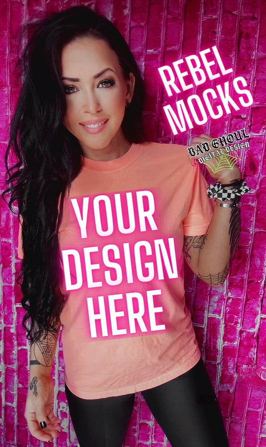 Comfort Colors Neon Cantaloupe IRL Model Mock Up Trendz