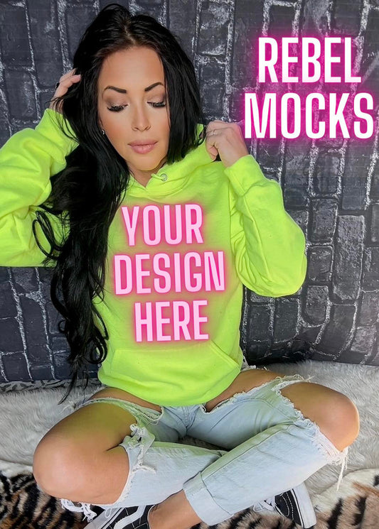 Neon Yellow Model Mock up Bundle 3 mocks IRL and Flat