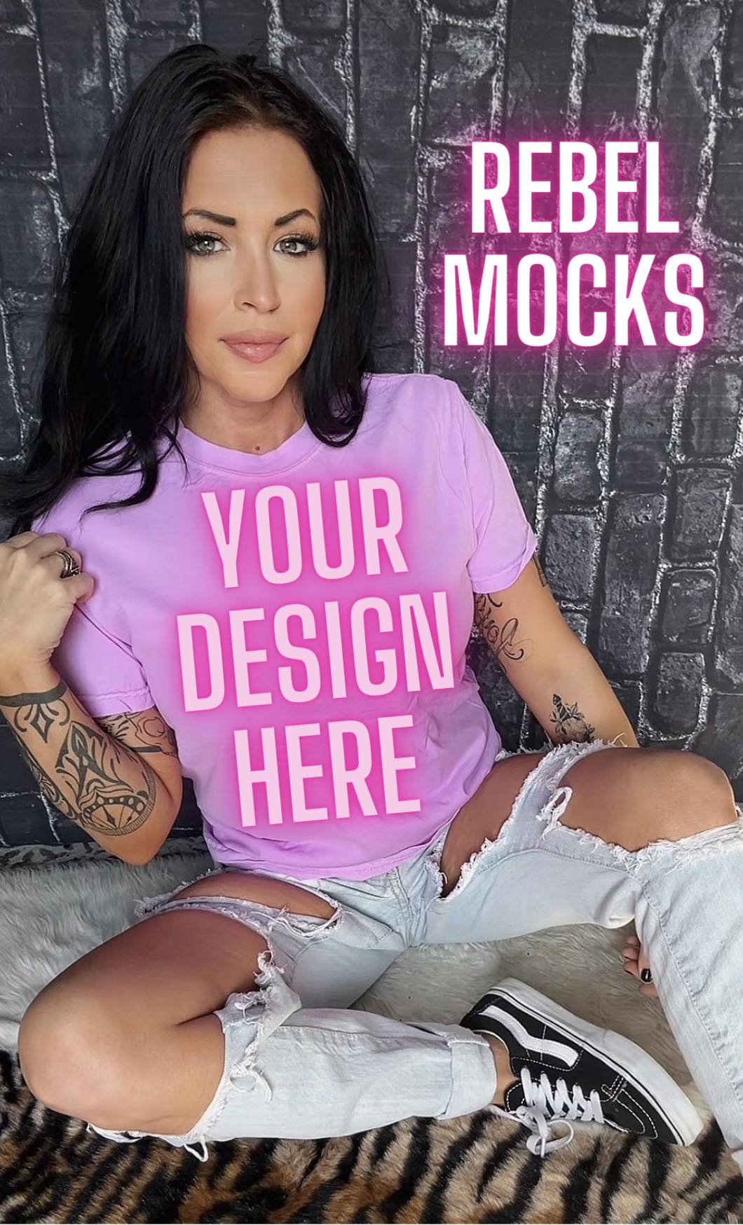 3 Mock Bundle CC Neon Purple Edgy Trendy IRL Model and flat lay Mockup