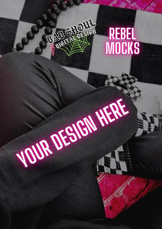 Black Crew Neck Outter Sleeve IRL Model Mock Up Trendz