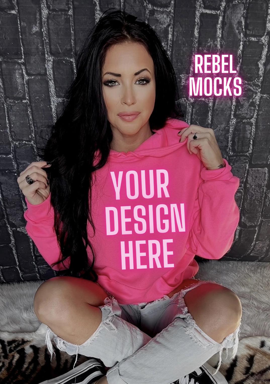 11 Mocks Bundle Combo Neon Hoodies Edgy Trendy Flat Lay & IRL Mock Ups