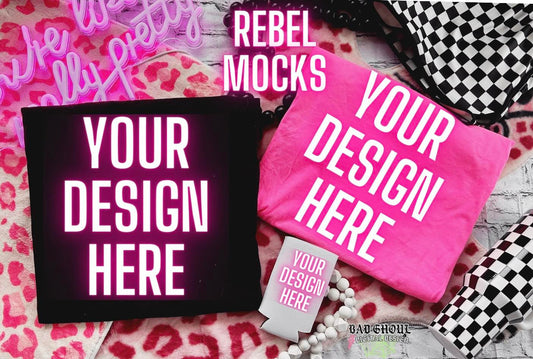 Neon PINK and Black CC Tee Trendy Vibez Flat Lay Mock up