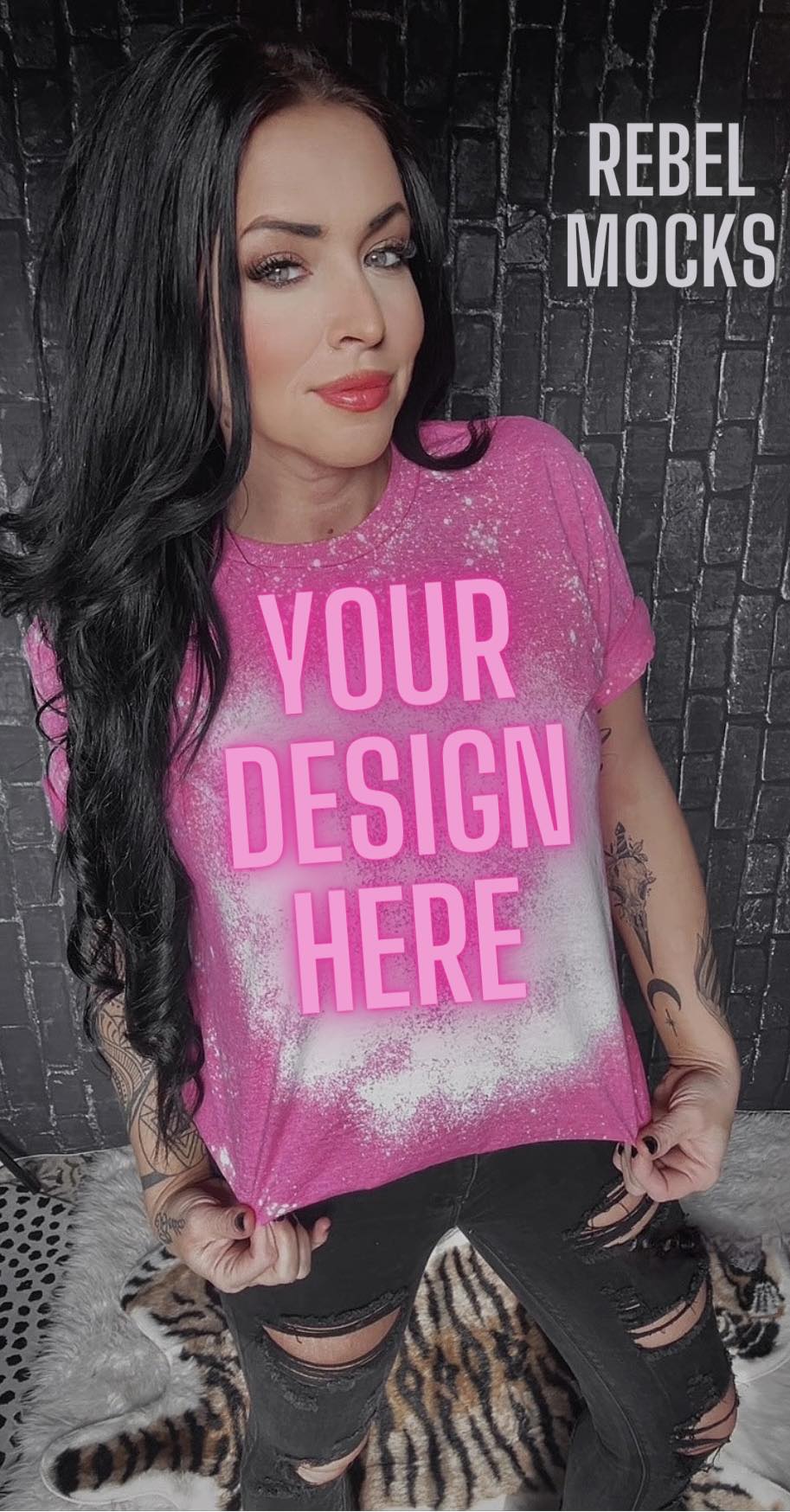 3 MOCK Bundle Heliconia Softstyle Bleach Alternative Mock Up flat lay and IRL