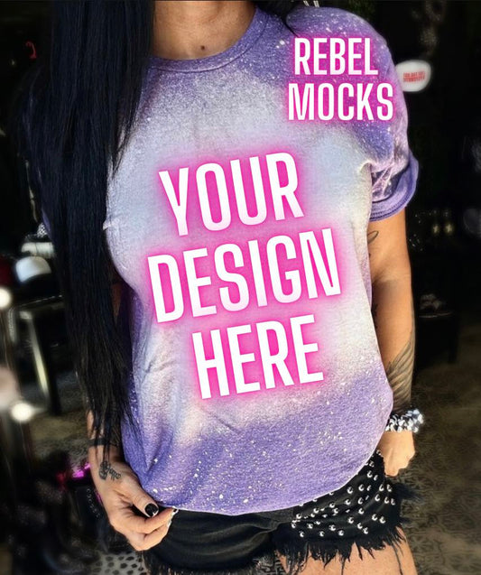 BUNDLE 3 Mocks Softstyle Heather Purple Bleach IRL model Mock Alternative Edgy Mock Up