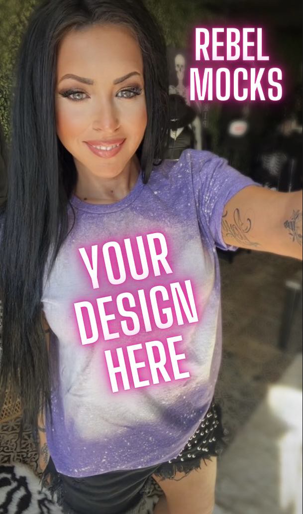 BUNDLE 3 Mocks Softstyle Heather Purple Bleach IRL model Mock Alternative Edgy Mock Up