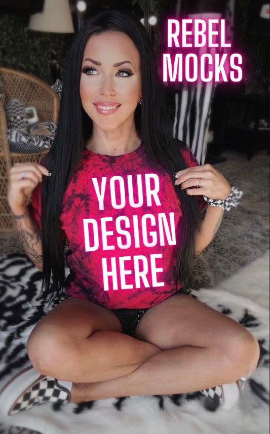 Red and Black tie Dye Model Alternative Edgy Mock Up