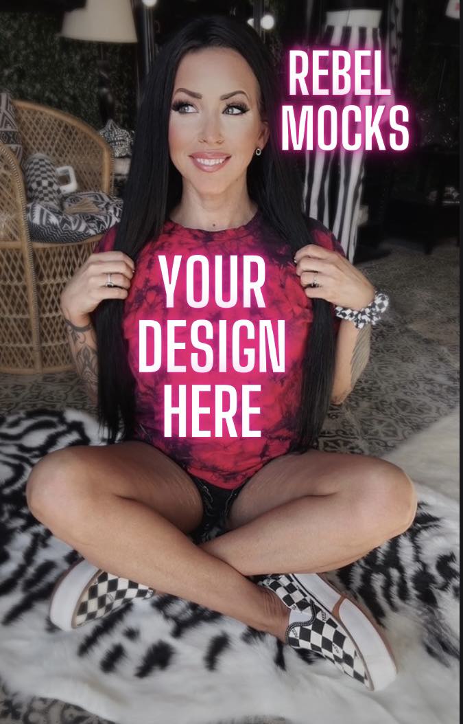 Bundle 2 Mocks Red and Black tie Dye Model Alternative Edgy Mock Up