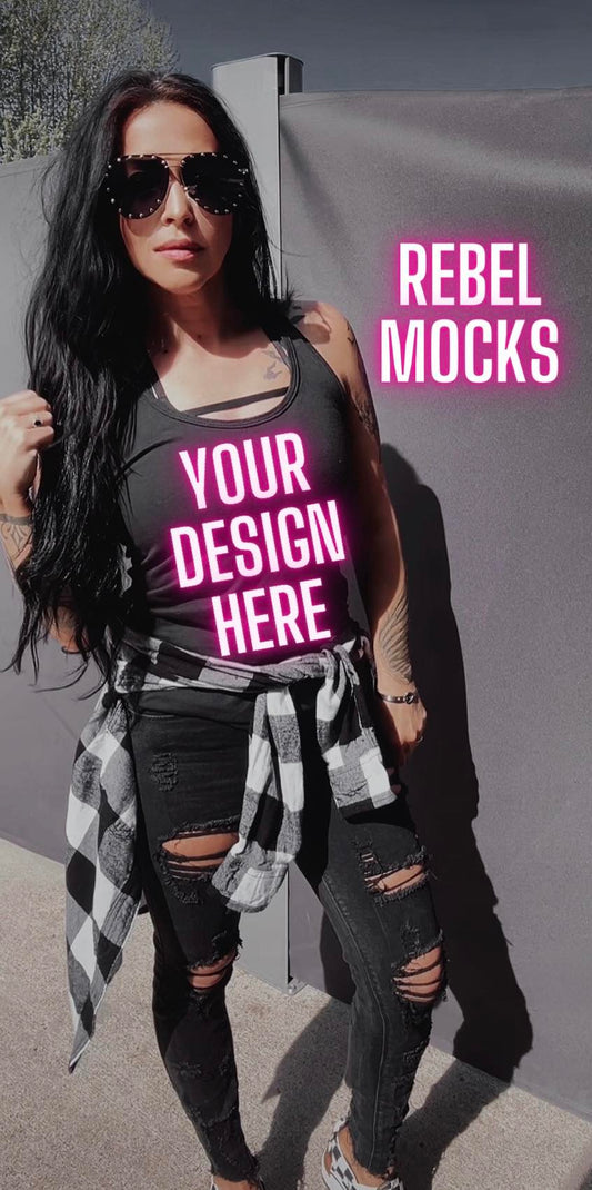 Rebel IRL MODEL MOCK EDGY AF Mock Up Black Tank