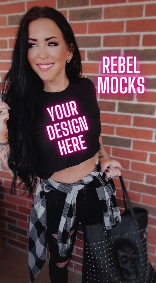 Rebel IRL MODEL MOCK EDGY AF Mock Up Black Tee