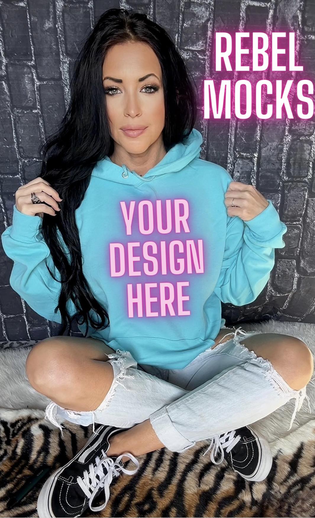 Scuba Blue Hoodie Edgy Trendy Model Mock up