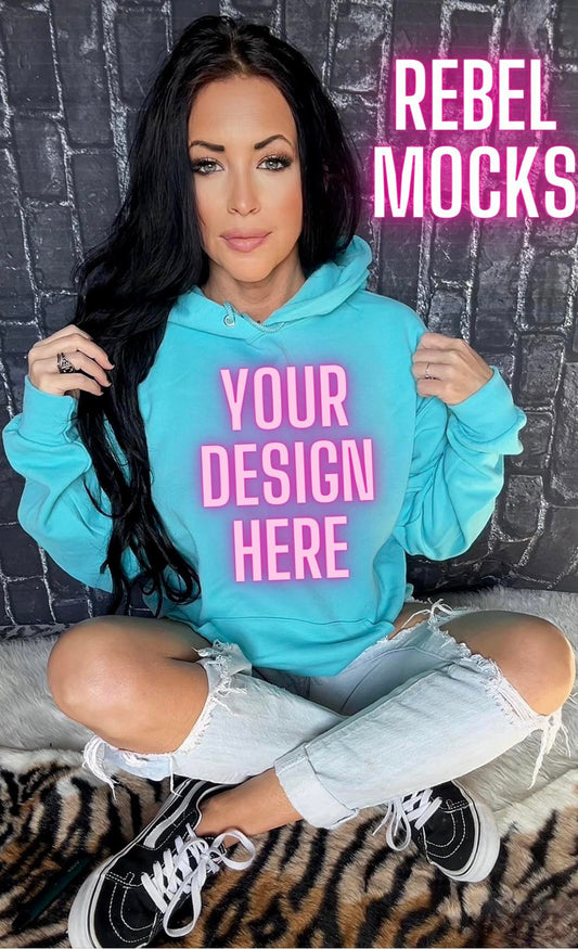 Scuba Blue Hoodie Edgy Trendy Model Mock up