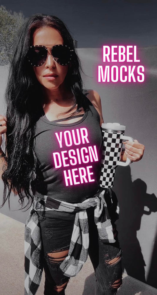 Rebel Vibes IRL MODEL MOCK EDGY AF Mock Up Black Tank