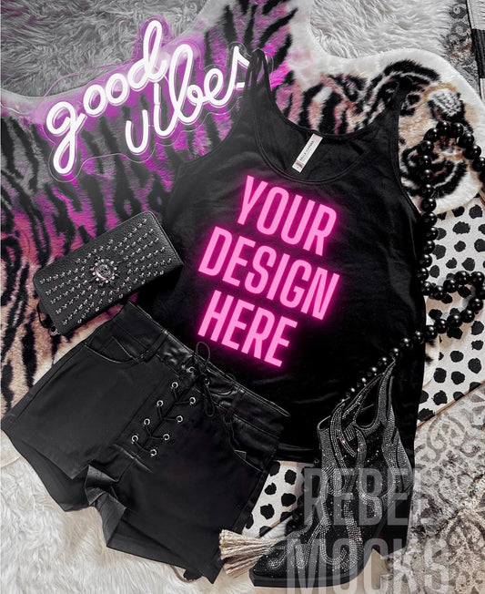 Black Tank Yallternative EDGY Mock Up flat lay