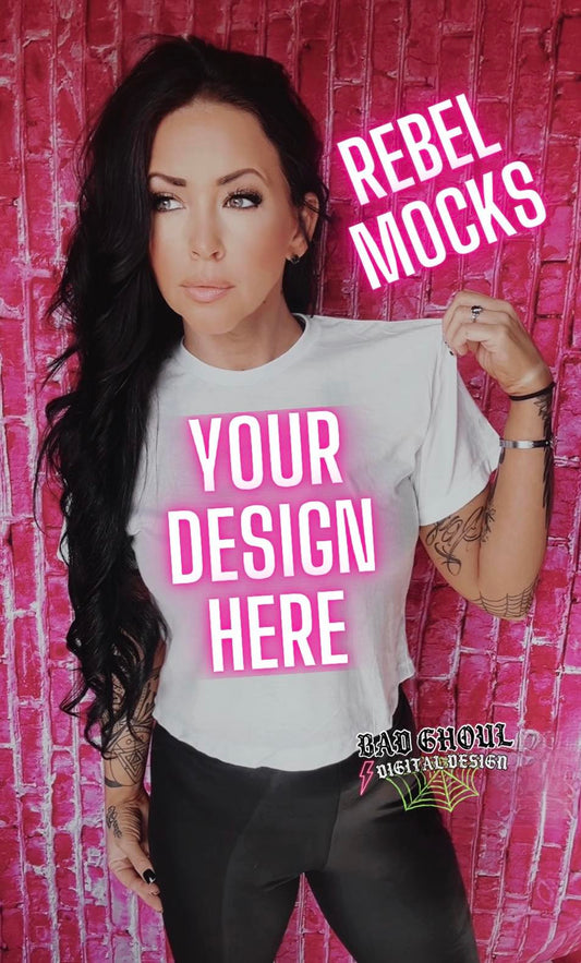 White Crop Top Tee IRL Model Mock Up Trendz