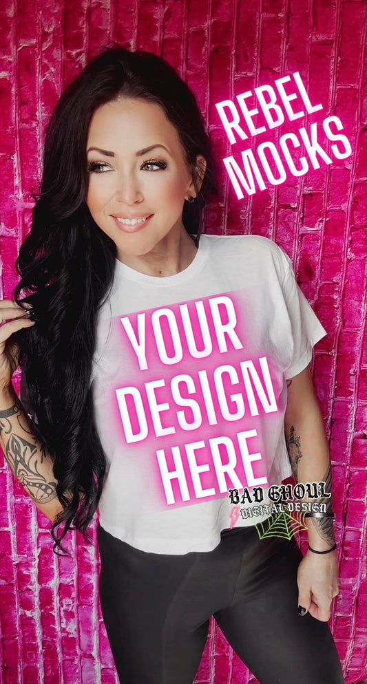 White Crop Top Tee IRL Model Mock Up Trendz