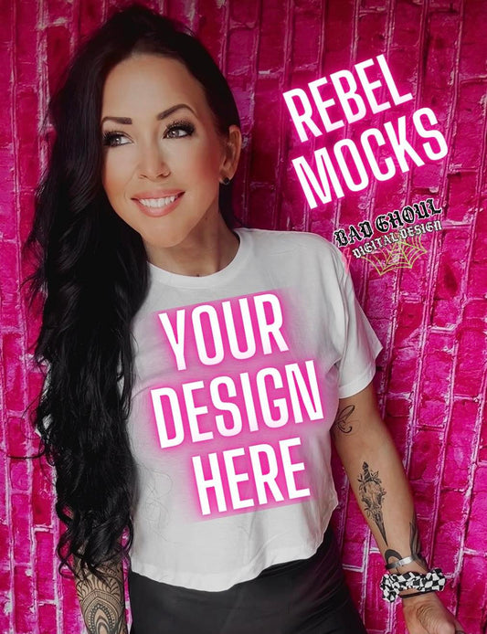 White Crop Top Tee IRL Model Mock Up Trendz