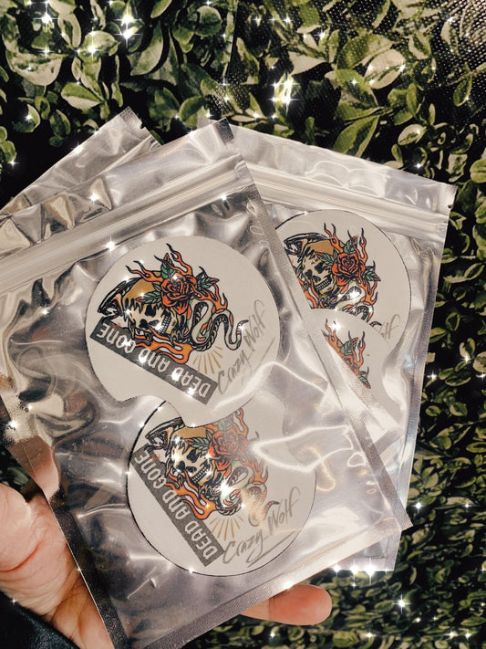 Crazy Wolf Dead and Gone Car Coasters